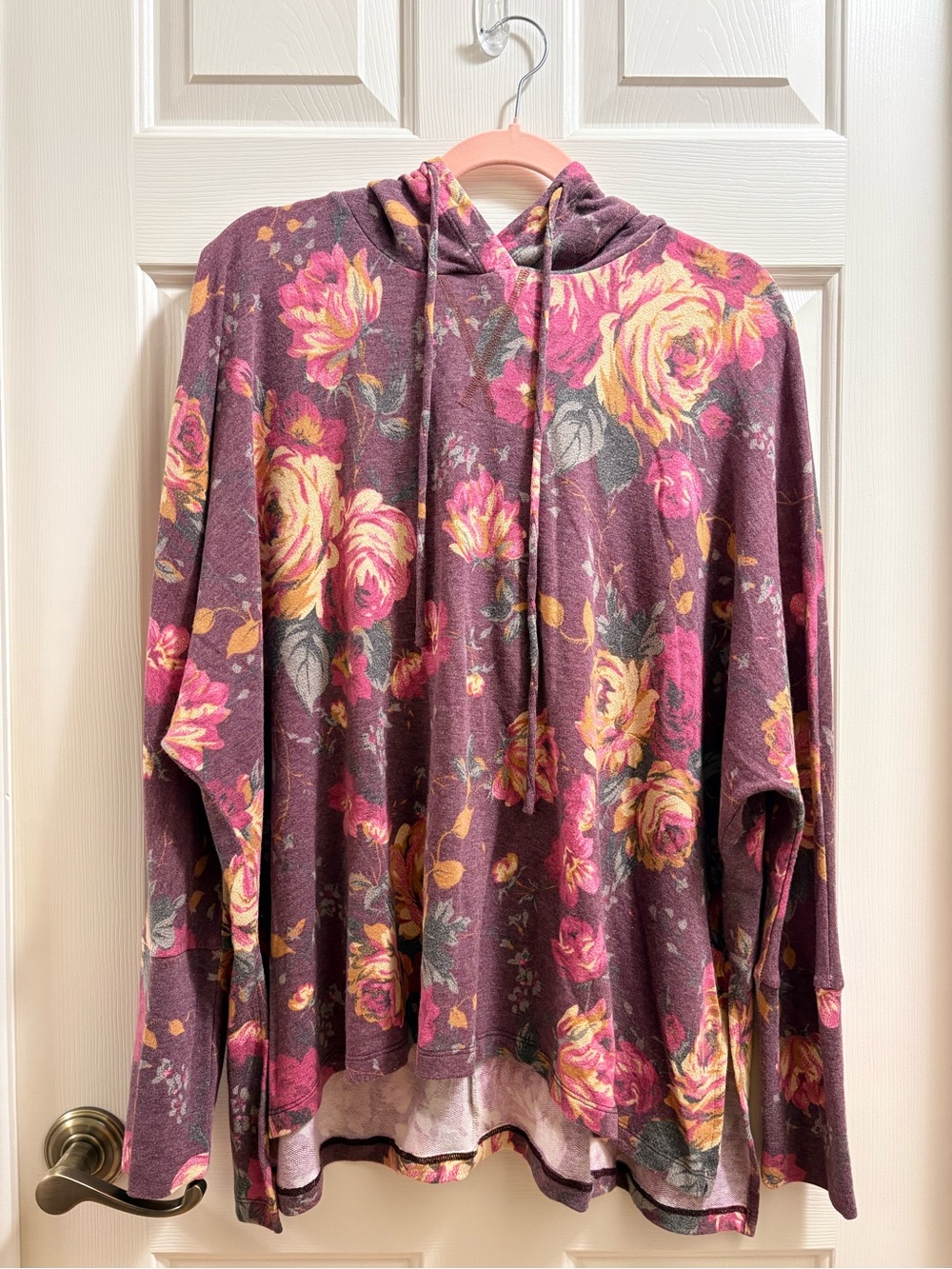 Dear Scarlett Fall Floral Hooded Pullover Top Small